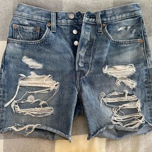 LEVI High Waisted Ripped Jean Shorts